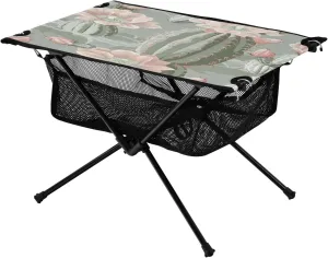 Cactus Flowers Portable Folding Camping Table, Compact Lightweight Beach Table with Carrying Bag for Outdoor Picnics, BBQs, Camp