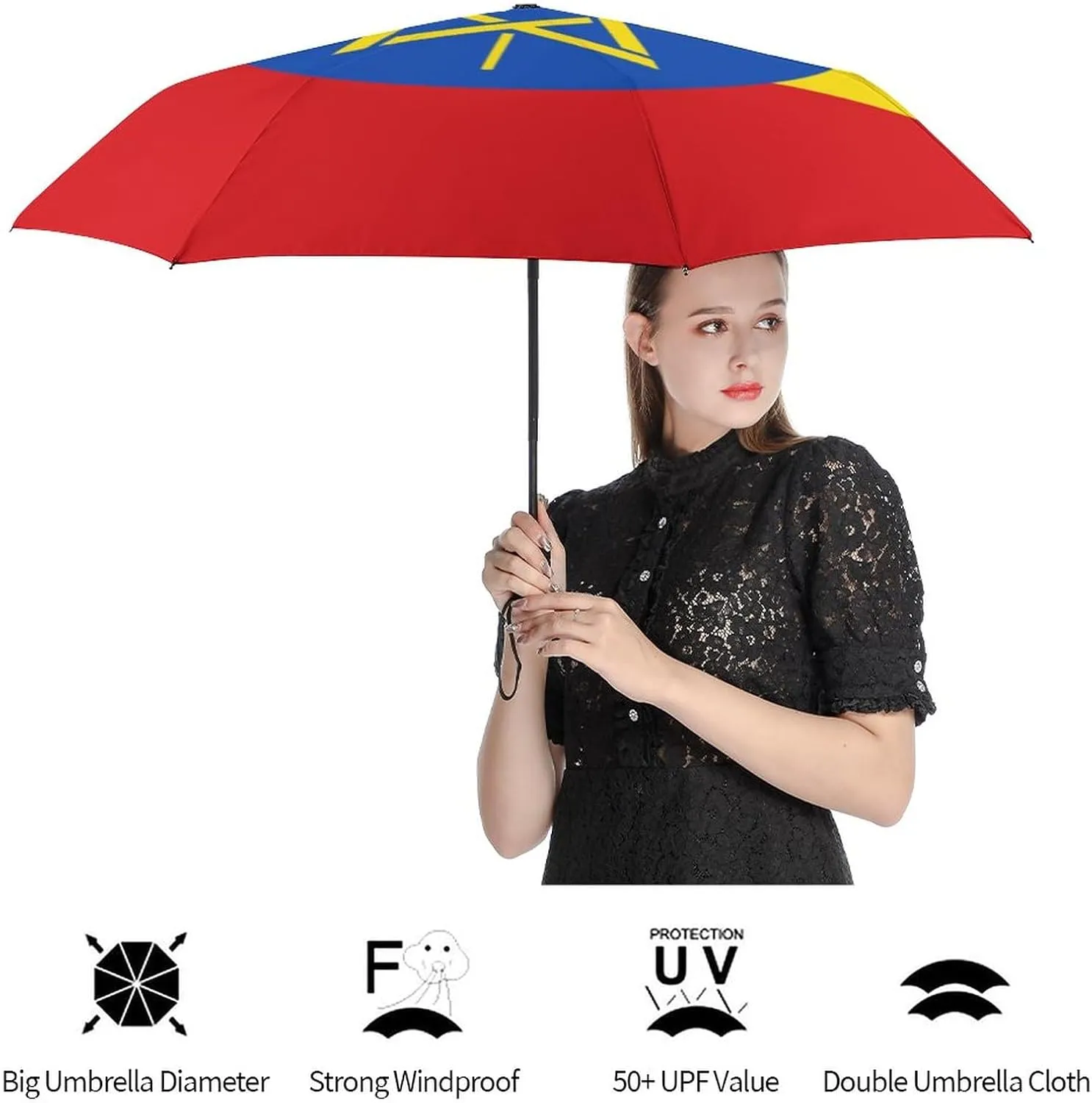 Calculay Argentina Flag Portable Automatic Switch Folding Umbrella Manual Sunshade Anti-UV Travel Umbrella Rainproof And Windproof Suitable for Men And Women