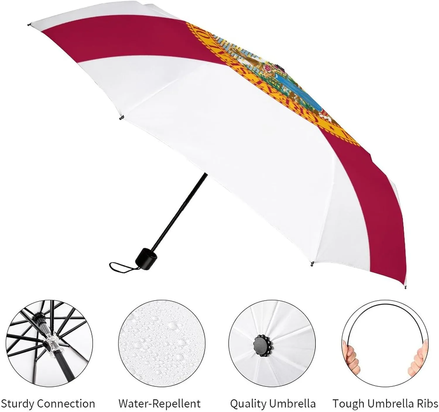 Calculay Russian Flag Portable Automatic Switch Folding Umbrella Manual Sunshade Anti-UV Travel Umbrella Rainproof And Windproof Suitable for Men And Women
