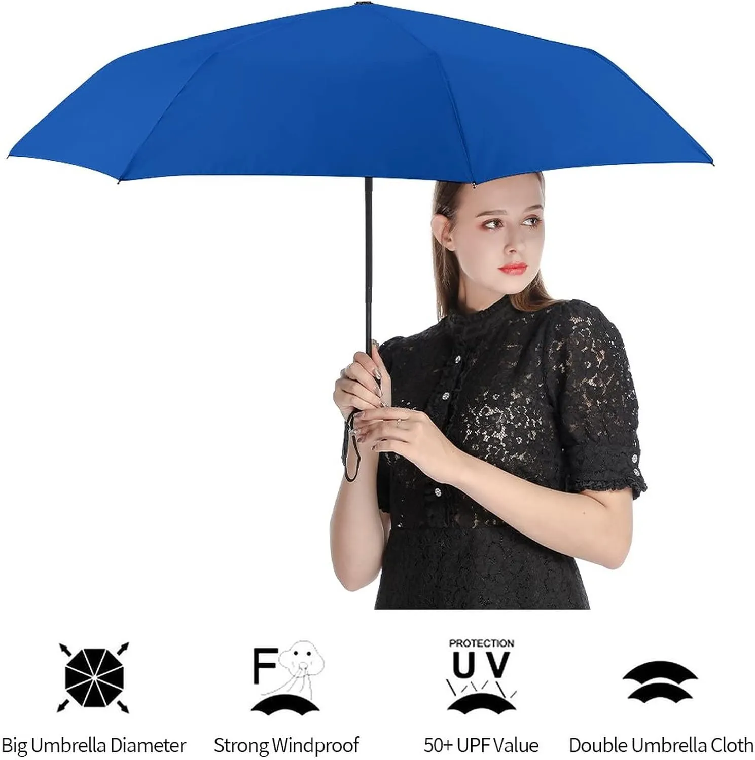 Calculay Russian Flag Portable Automatic Switch Folding Umbrella Manual Sunshade Anti-UV Travel Umbrella Rainproof And Windproof Suitable for Men And Women
