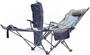 Camping Chair Folding Chair Adjustable Backrest Ottoman Camping Recliner Picnic Beach Chair with Footrest Fishing Chair