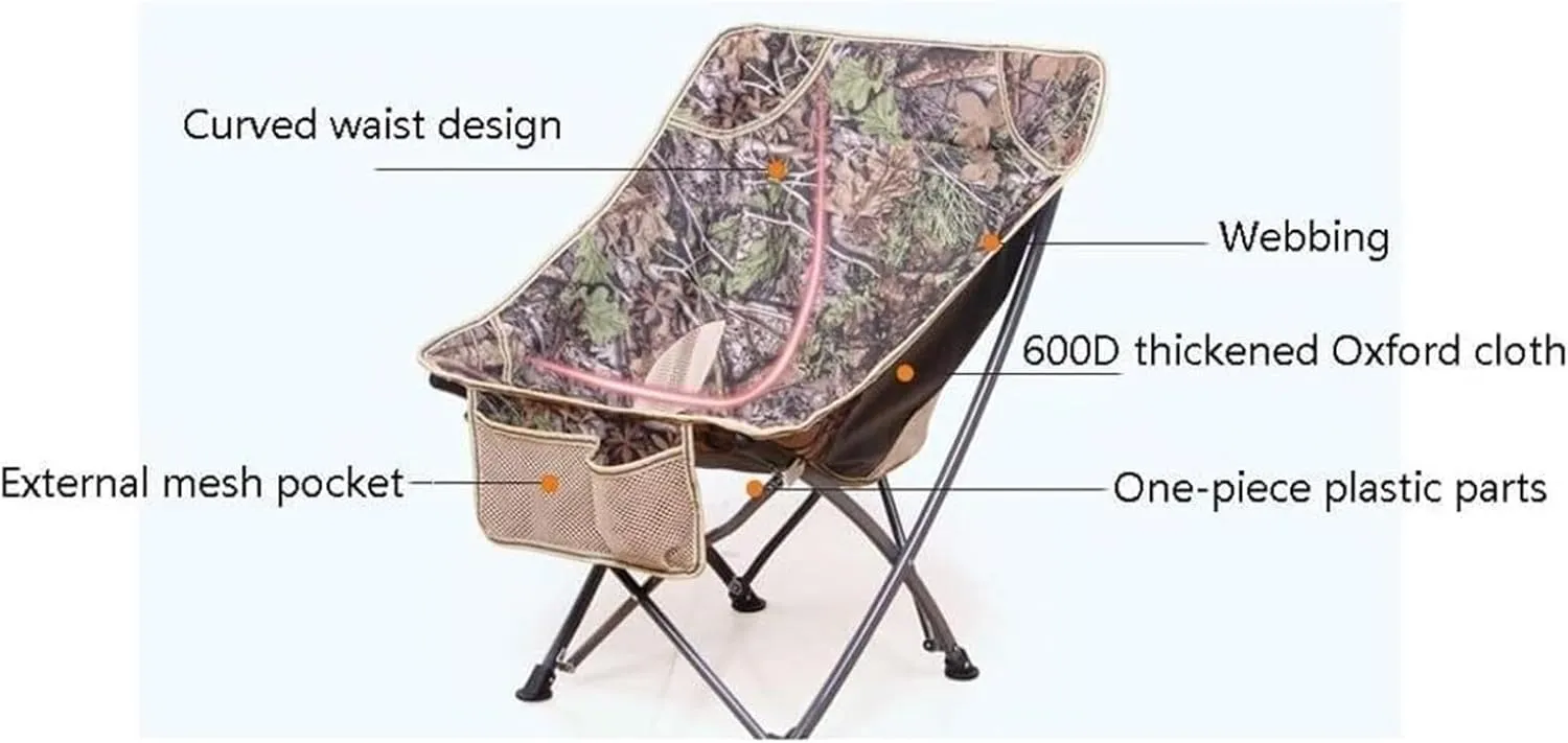 Camping Chair,Folding Camping Chair, Leisure Field Recliner Wood Grain Furniture Folding Fishing Chair Telescopic Table