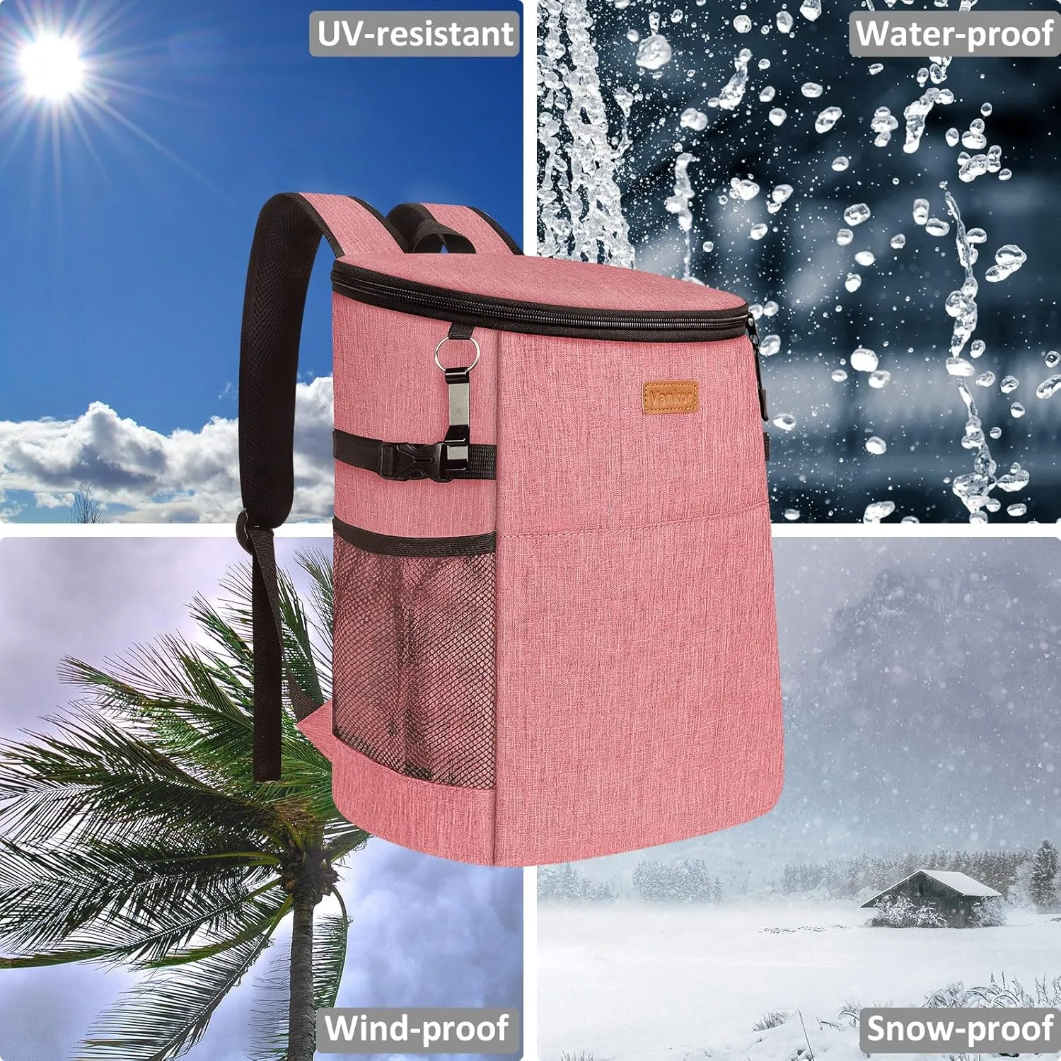 Camping Cooler Backpack 30 Cans, Soft Backpack Coolers Insulated Leak Proof Travel Cooler Bag Waterproof Lunch Picnic Beach Work Trip Thermal Bag Drink Beverage Beer Bag Cooler