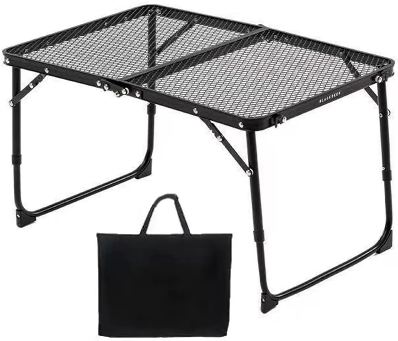 Camping Folding Mesh Table Lightweight Height Adjustable Heavy Duty Metal Multifunction Outdoor Hiking Picnic BBQ Bi-fold Table Portable A