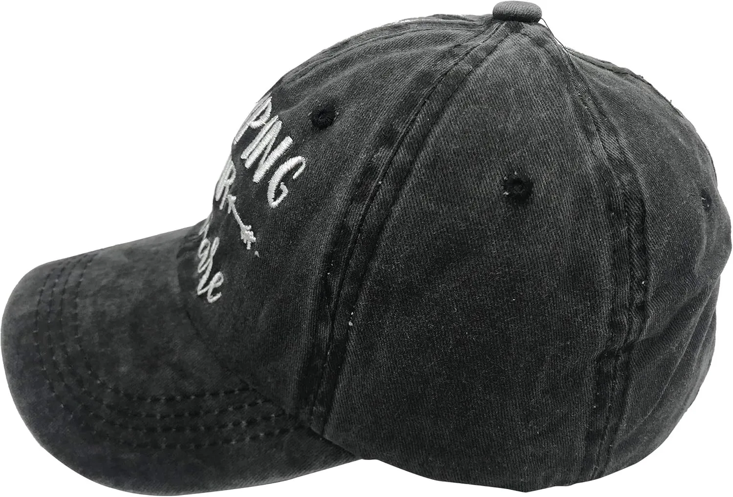Camping Hair Don't Care Ponytail Hat Vintage Washed Distressed Baseball Dad Cap for Women