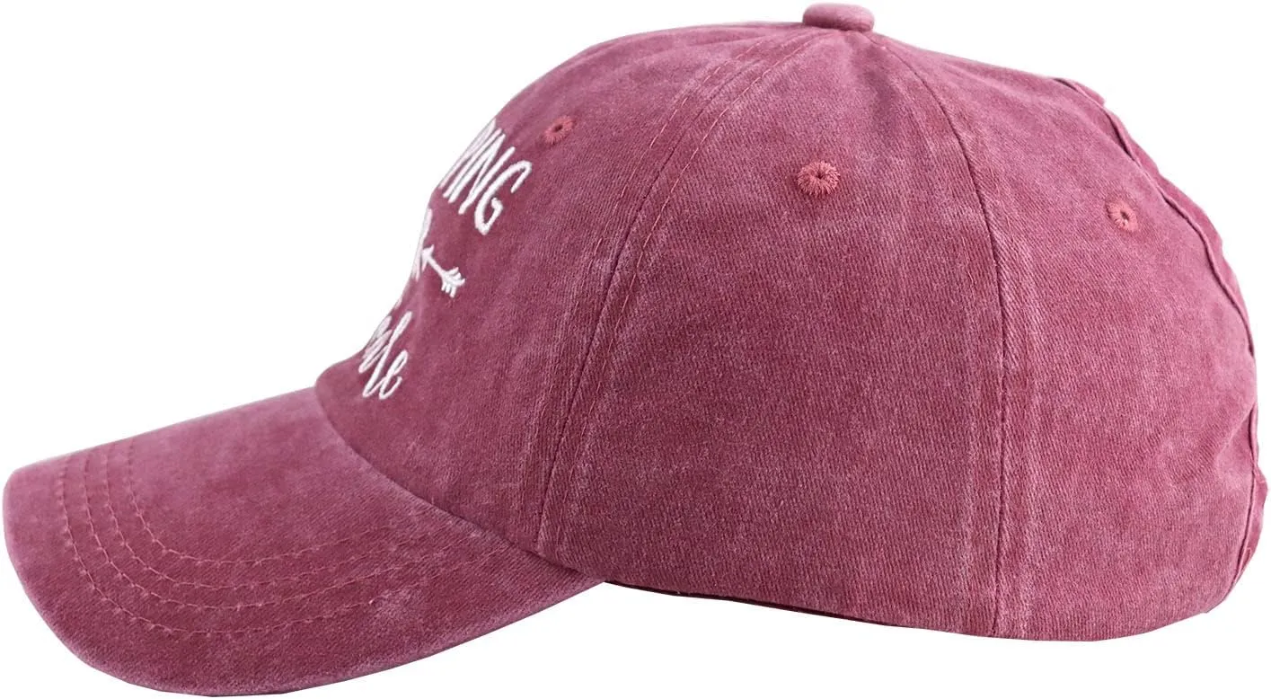Camping Hair Don't Care Ponytail Hat Vintage Washed Distressed Baseball Dad Cap for Women