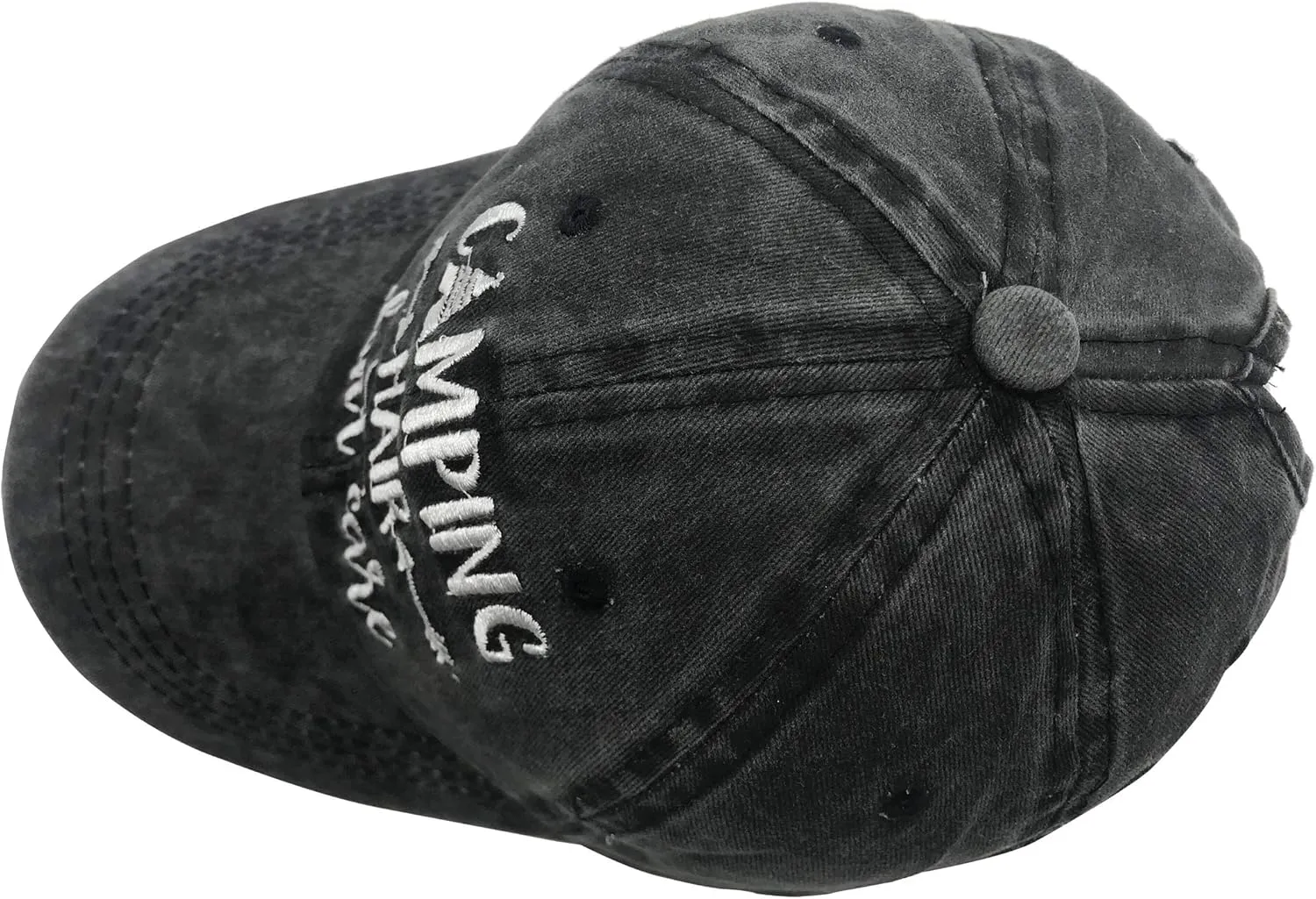 Camping Hair Don't Care Ponytail Hat Vintage Washed Distressed Baseball Dad Cap for Women