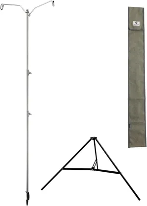 camping moon CAMPINGMOON Heavy Duty Stainless Steel Lantern Pile Driver Height Adjustable with Tripod Stand and Storage Bag D-240, D-243