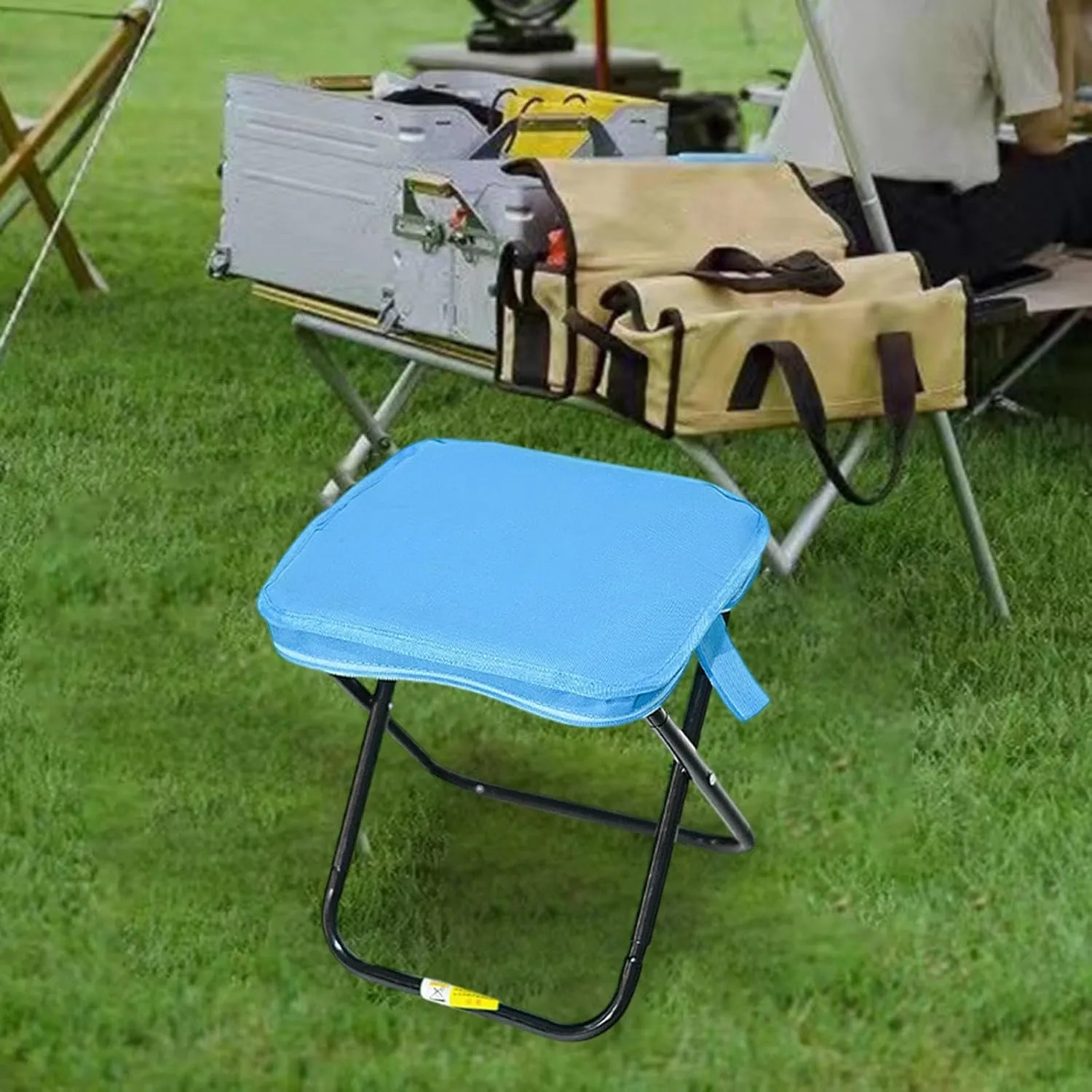 Camping Stool, Folding Chair, Lightweight Compact Folding Stool, Outdoor Footstool for Hiking Patio Travel Picnic Gardening