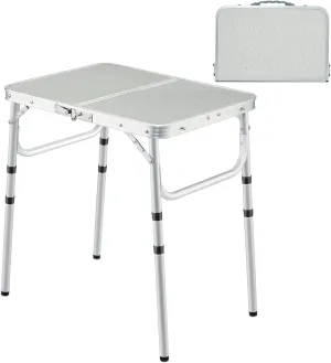 Camping Table 2 Feet Adjustable Height, Portable Lightweight Aluminum Frame Folding Picnic Table for Outdoor Indoor, White