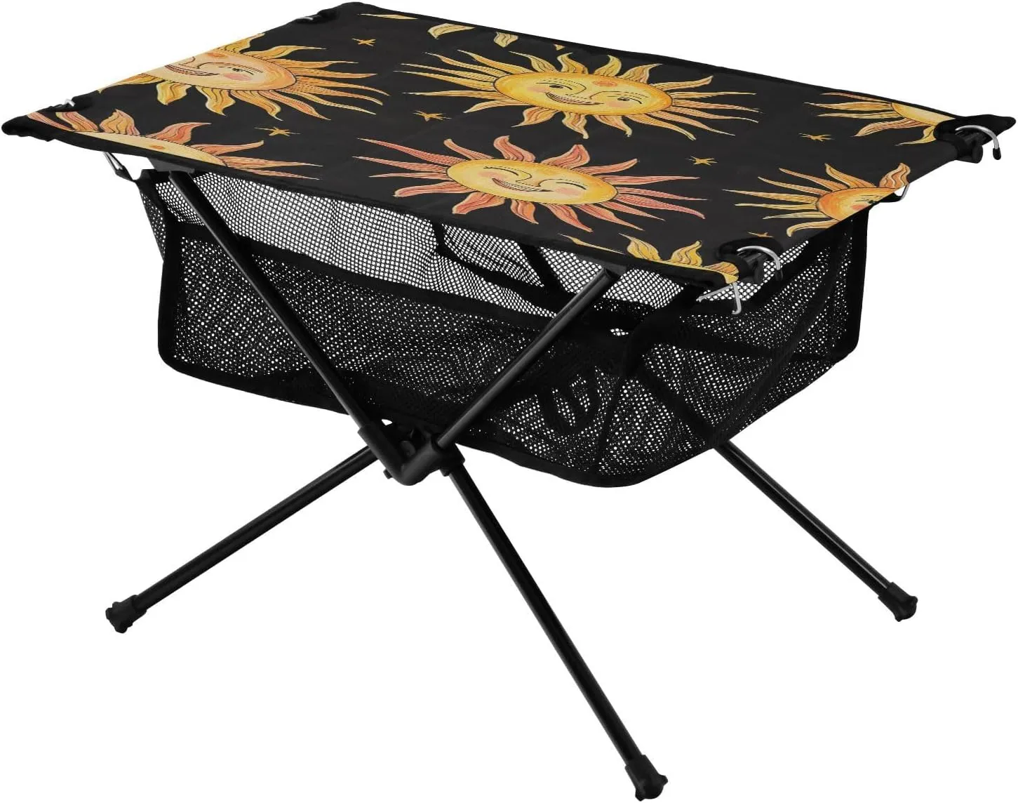 Camping Table Lightweight Portable Folding Table with Mesh Storage Net Star Moon Sun Face Ideal for Camping Hiking Beach Picnic Travel Backyard
