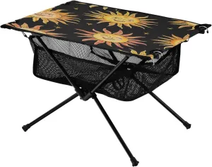 Camping Table Lightweight Portable Folding Table with Mesh Storage Net Star Moon Sun Face Ideal for Camping Hiking Beach Picnic Travel Backyard