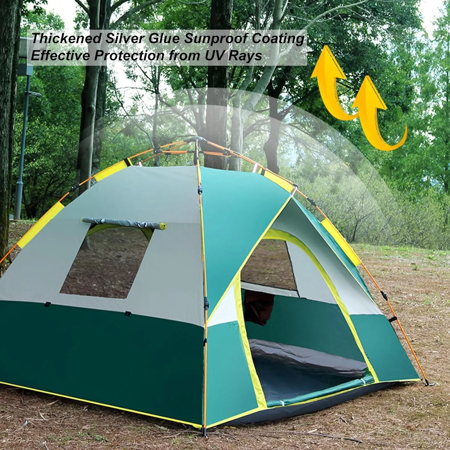 Camping Tent 2-3/3-4 Person Outdoor Dome Tent Automatic Instant Pop Up Tent Beach Camping Folding Tent with Carry Bag Blocks Wind & Rain 2 Doors 2 Windows