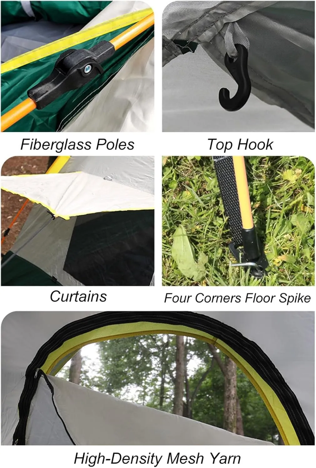 Camping Tent 2-3/3-4 Person Outdoor Dome Tent Automatic Instant Pop Up Tent Beach Camping Folding Tent with Carry Bag Blocks Wind & Rain 2 Doors 2 Windows