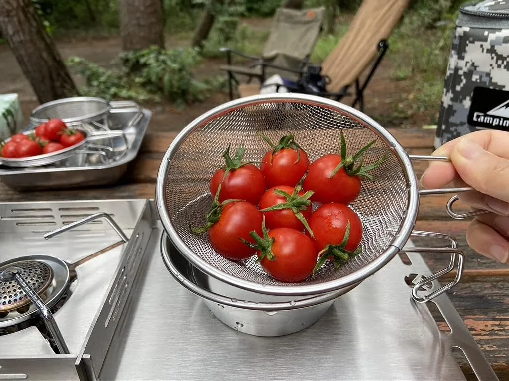 CAMPINGMOON 2pcs Set Stainless Steel Camping Sierra Cup 310ml with 1pc Colander S-220-2P/S-213