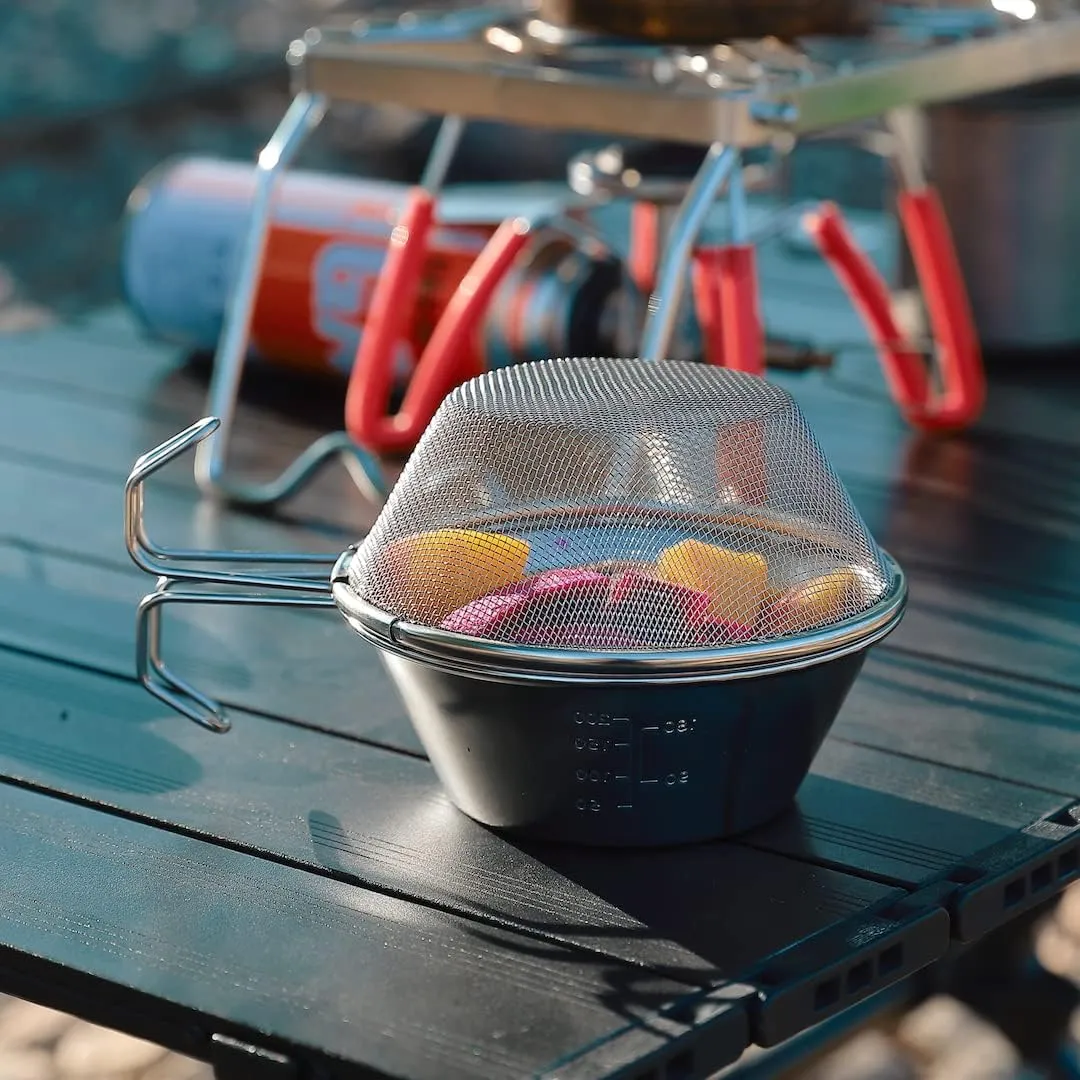 CAMPINGMOON 2pcs Set Stainless Steel Camping Sierra Cup 310ml with 1pc Colander S-220-2P/S-213
