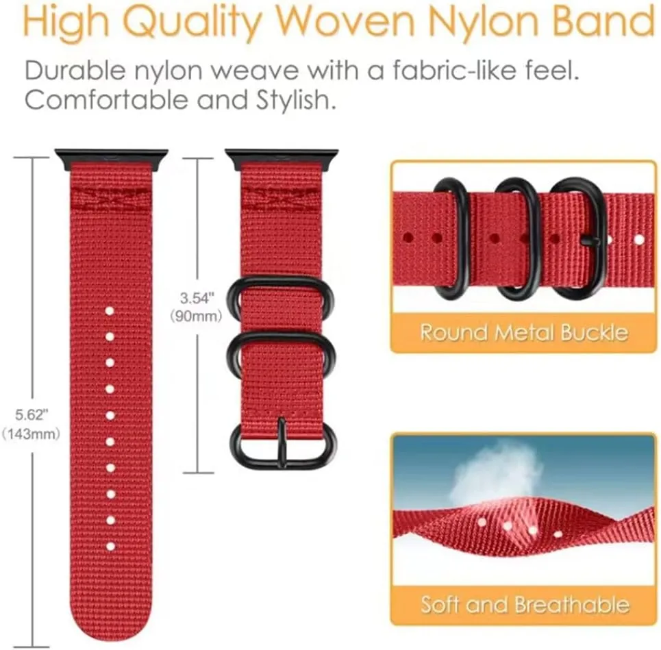 Canvas Nylon strap For watch Ultra/2 9 8 7 49mm 45mm 41mm Breathable replacement wristband For 6 5 4 3 2 SE 44mm 42mm 40mm