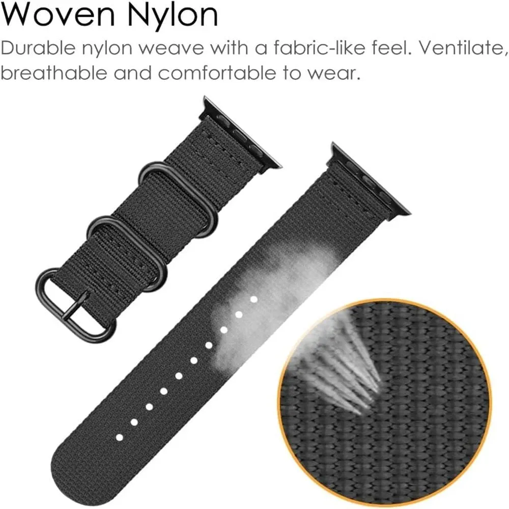 Canvas Nylon strap For watch Ultra/2 9 8 7 49mm 45mm 41mm Breathable replacement wristband For 6 5 4 3 2 SE 44mm 42mm 40mm