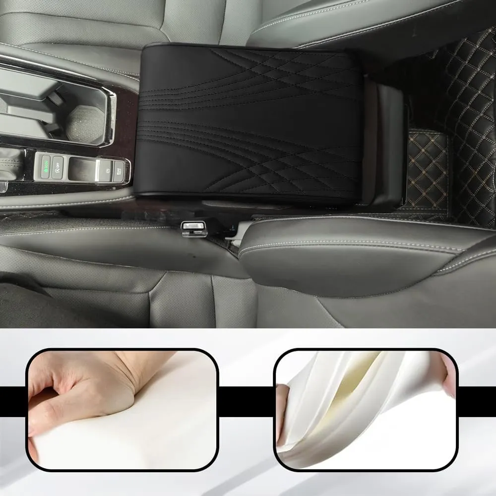 Car Center Console Cover, Leather Memory Foam Armrest Cushion Protection Pad, Waterproof Hand Rest Pillow with Height Increase, Universal Car Accessories Arm Rest Cushion for Most Cars (12.6" x 8.5")