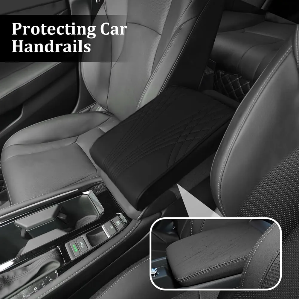 Car Center Console Cover, Leather Memory Foam Armrest Cushion Protection Pad, Waterproof Hand Rest Pillow with Height Increase, Universal Car Accessories Arm Rest Cushion for Most Cars (12.6" x 8.5")