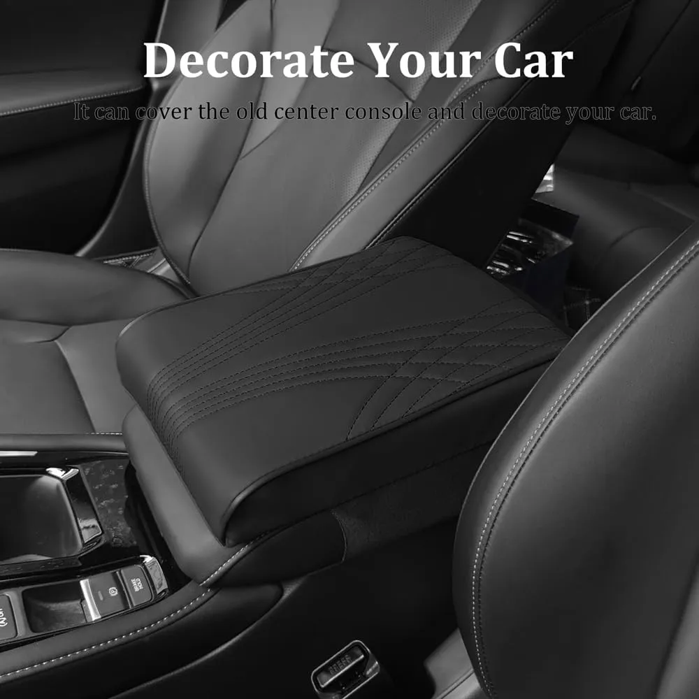 Car Center Console Cover, Leather Memory Foam Armrest Cushion Protection Pad, Waterproof Hand Rest Pillow with Height Increase, Universal Car Accessories Arm Rest Cushion for Most Cars (12.6" x 8.5")
