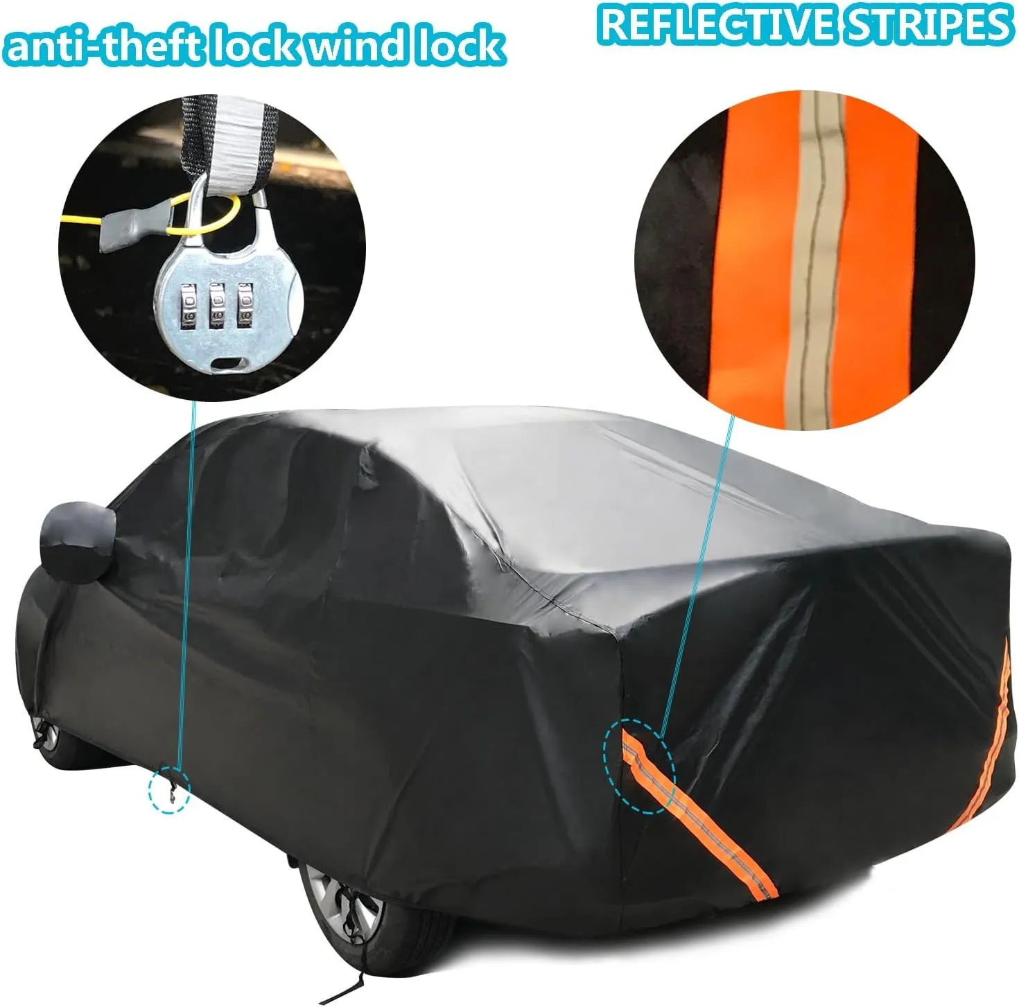 Car Cover Compatible with Ligier JS50, All Weather Waterproof UV Proof Snow Proof Outdoor Full Cover(Black)
