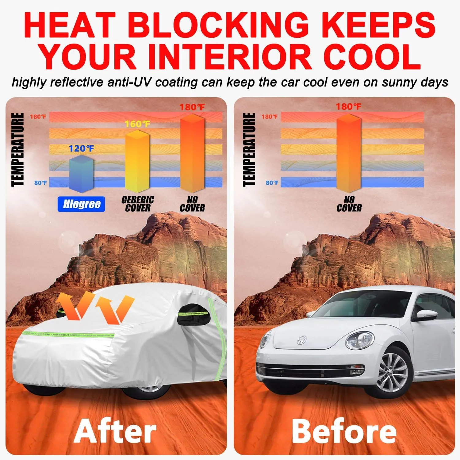 Car Cover for 1998-2024 Volkswagen New Beetle 2 Door,Full Exterior Car Cover for Automobiles All Weather Waterproof Heavy Duty,Zipper/Cotton Design Sun Winter UV Proof Custom fit【210T Taffeta】- Silver