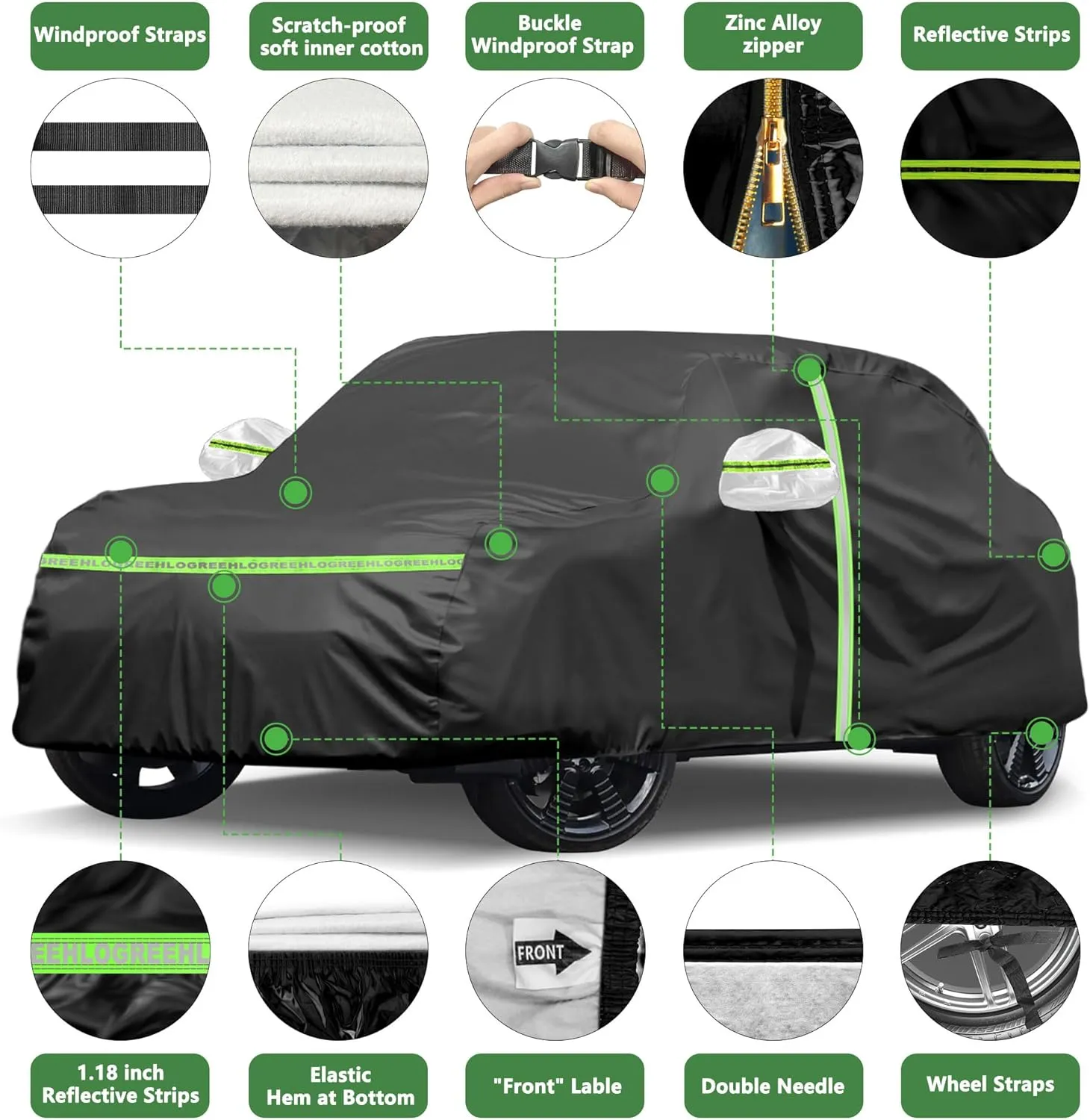Car Cover for 2014-2025 Mini Cooper/Cooper S/Hardtop/Clubman/Countryman 4 Door,Full Exterior Car Covers for Automobile All Weather Waterproof Heavy Duty,Zipper/Cotton UV Proof Custom fit【210T Taffeta】