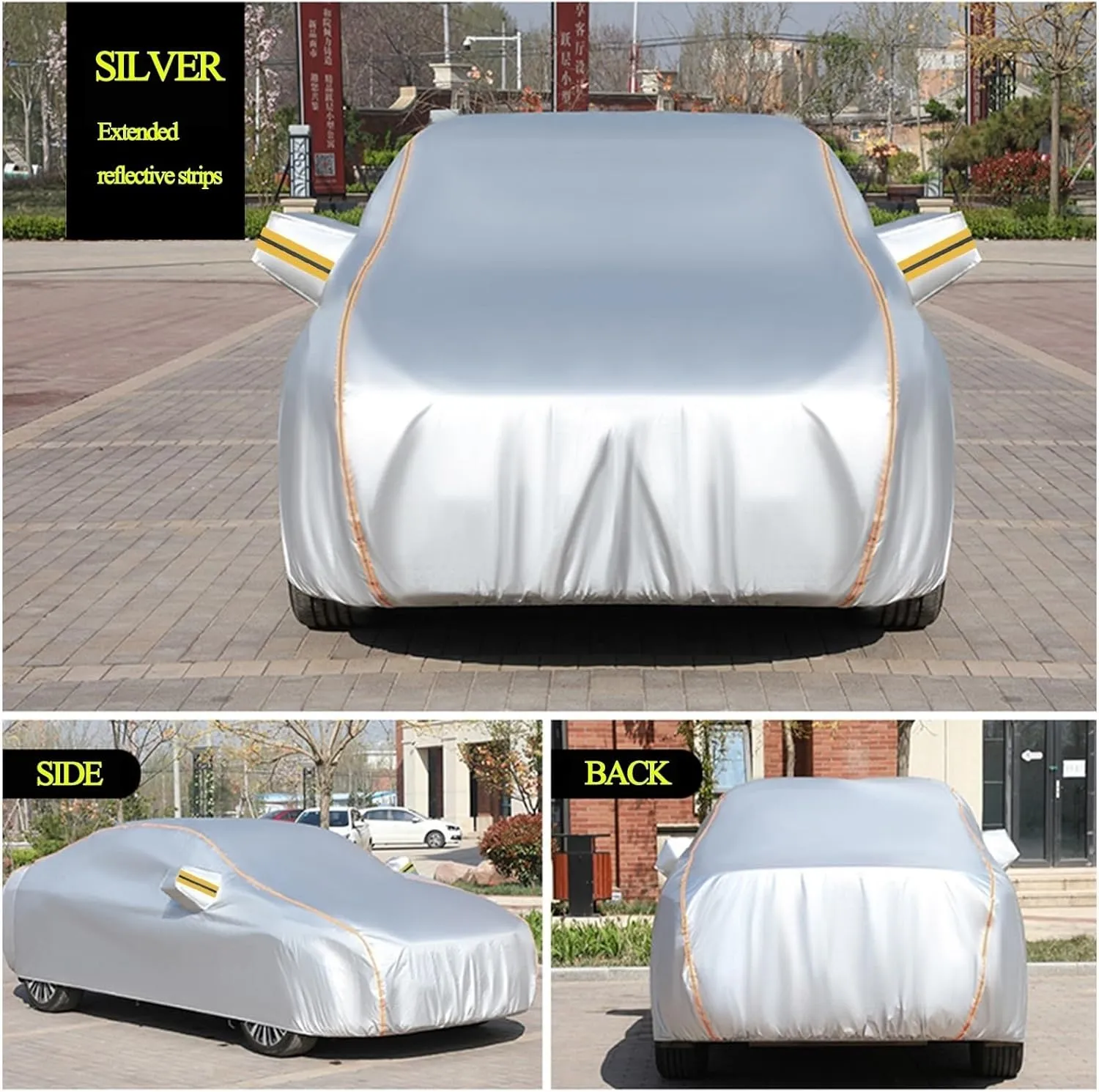 Car Cover for Golf MK3(1991-1999) |Waterproof Breathable UV-Proof Oxford Cloth Full car Cover,All-Weather Weatherproof Outdoor Car Tarpaulin,Customizable Cover with Zipper (Color : Silver)
