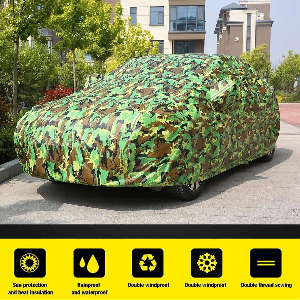 Car Cover for Nissan Micra K13 Visia First/Acenta/Tekna 2010-2017 Suitable Allweather Snow Protectionwaterproof Rainproof Full Coverage of UV Ray Proof Durable,Green
