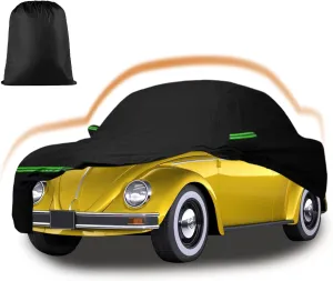 Car Covers for 1960-1980 Volkswagen Beetle Bug Sedan 2-Door, 210T All Weather Protection Custom-fit Beetle Bug Waterproof Car Cover, w/Zipper Door and Cotton Lining, Rainproof, Dustproof and UV Proof