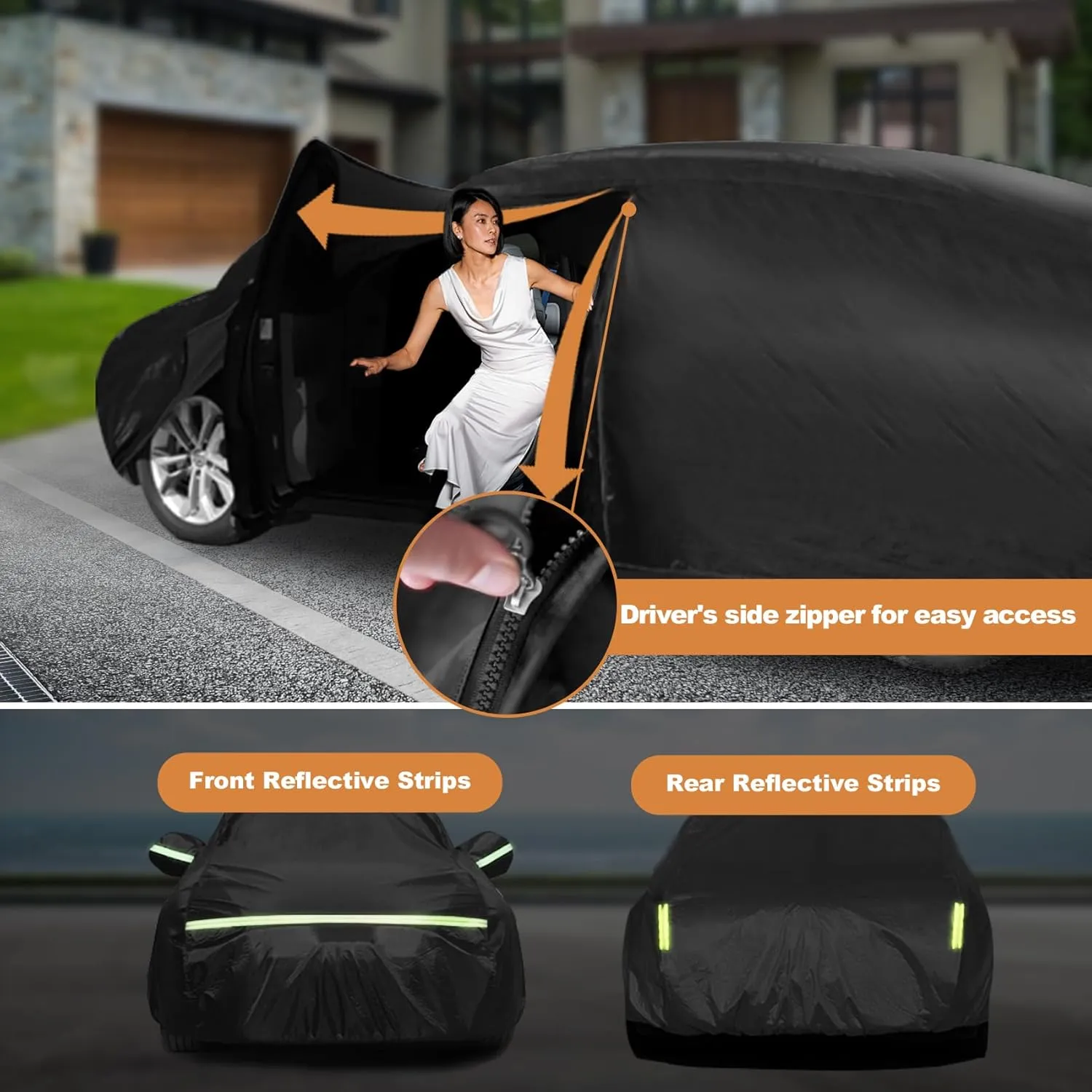 Car Covers for 1960-1980 Volkswagen Beetle Bug Sedan 2-Door, 210T All Weather Protection Custom-fit Beetle Bug Waterproof Car Cover, w/Zipper Door and Cotton Lining, Rainproof, Dustproof and UV Proof