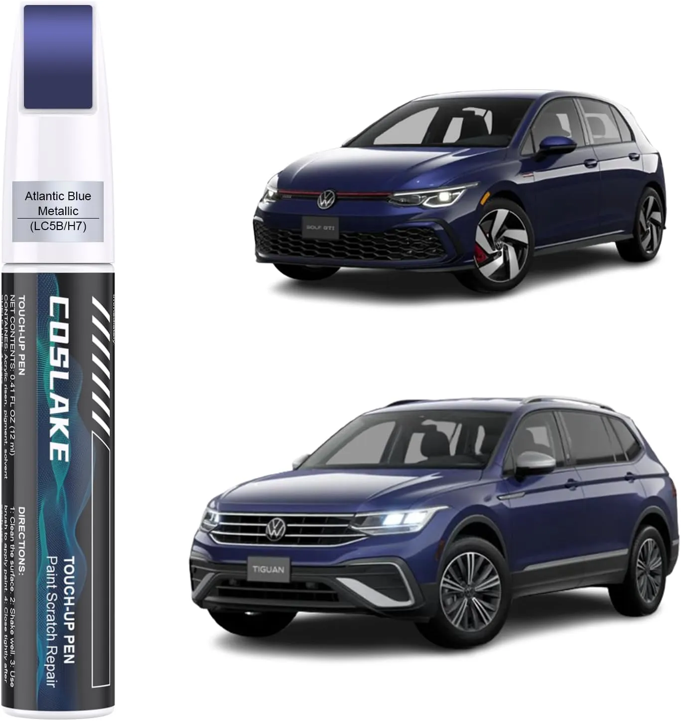 Car Touch Up Paint(Atlantic Blue Metallic(LC5B/H7)) for Volkswagen, Car Paint Scratch Repair Kit, Quick & Easy Solution to Repair, 2 in 1 Scratch Remover Pen with 2PCS Disposable Micro Applicators