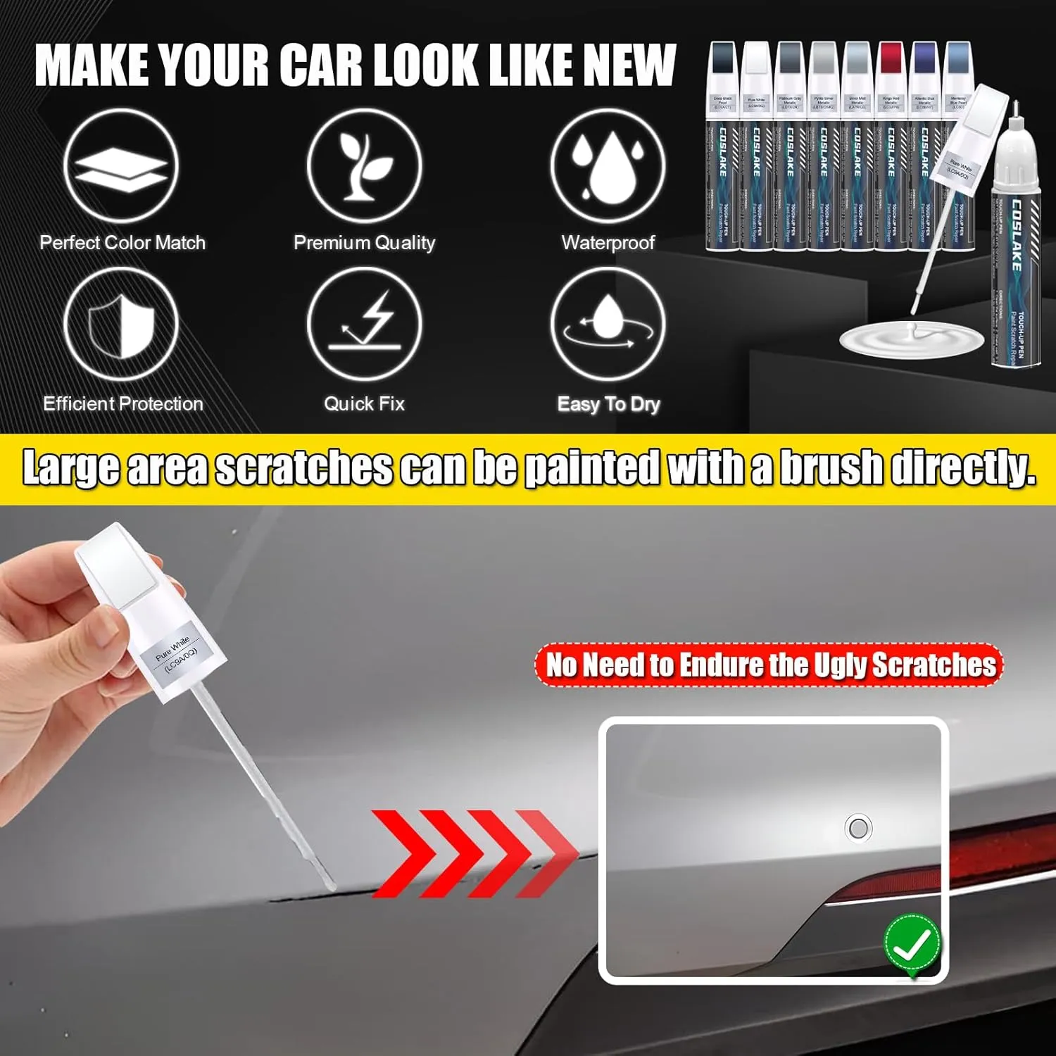 Car Touch Up Paint(Atlantic Blue Metallic(LC5B/H7)) for Volkswagen, Car Paint Scratch Repair Kit, Quick & Easy Solution to Repair, 2 in 1 Scratch Remover Pen with 2PCS Disposable Micro Applicators