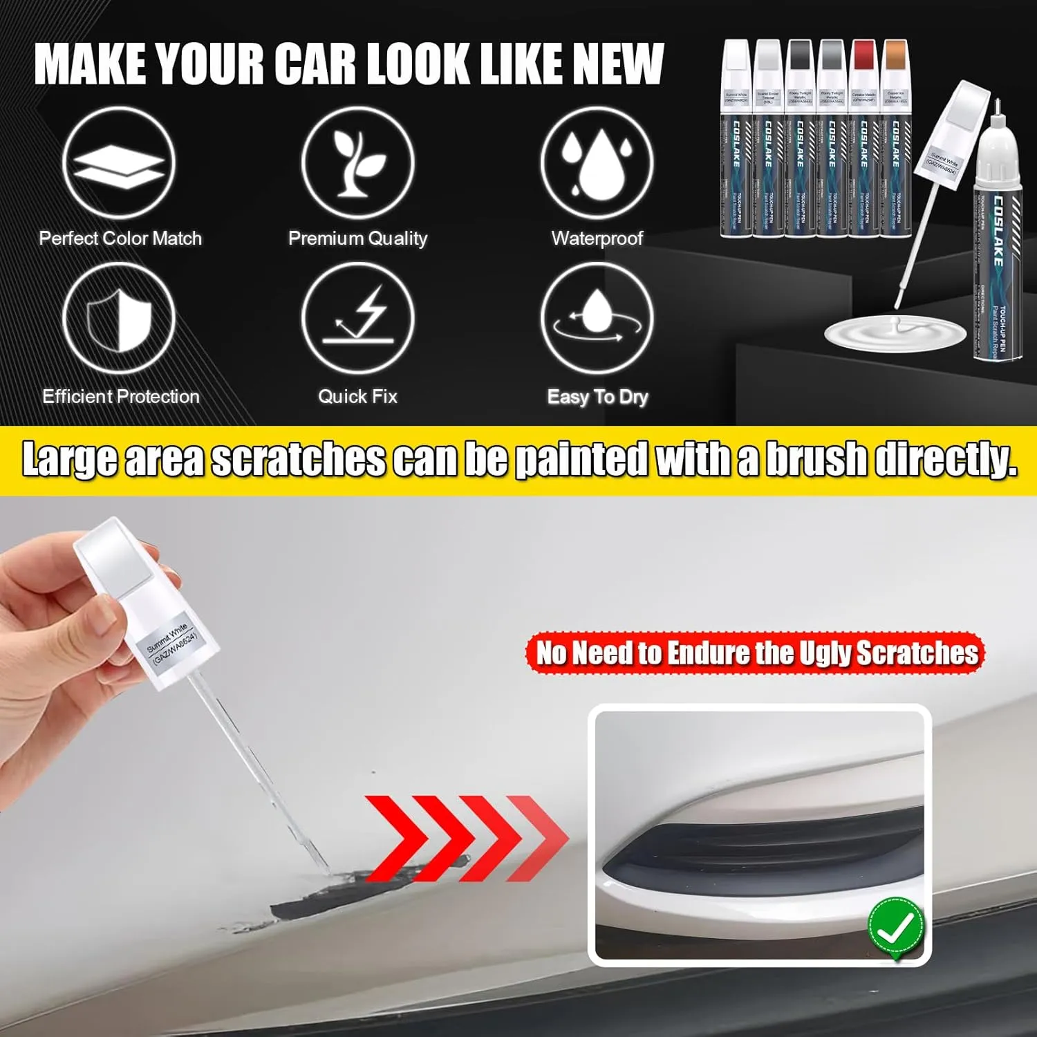 Car Touch Up Paint(Cinnabar Metallic(GFM/WA294F)) for Buick, Car Paint Scratch Repair Kit, Quick & Easy Solution to Repair, 2 in 1 Scratch Remover Pen with 2PCS Disposable Micro Applicators