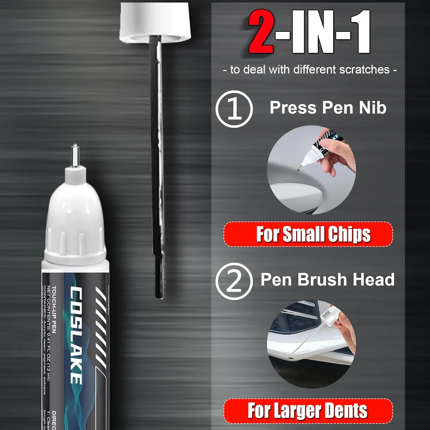 Car Touch Up Paint(Cinnabar Metallic(GFM/WA294F)) for Buick, Car Paint Scratch Repair Kit, Quick & Easy Solution to Repair, 2 in 1 Scratch Remover Pen with 2PCS Disposable Micro Applicators