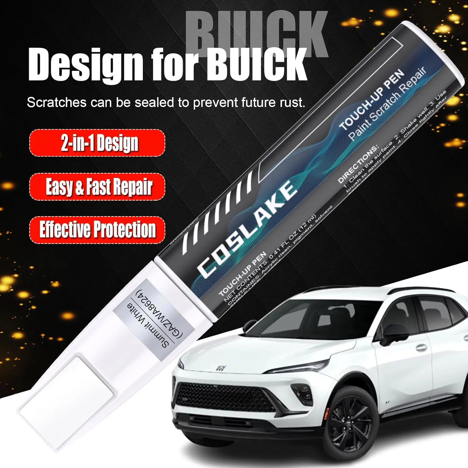 Car Touch Up Paint(Cinnabar Metallic(GFM/WA294F)) for Buick, Car Paint Scratch Repair Kit, Quick & Easy Solution to Repair, 2 in 1 Scratch Remover Pen with 2PCS Disposable Micro Applicators