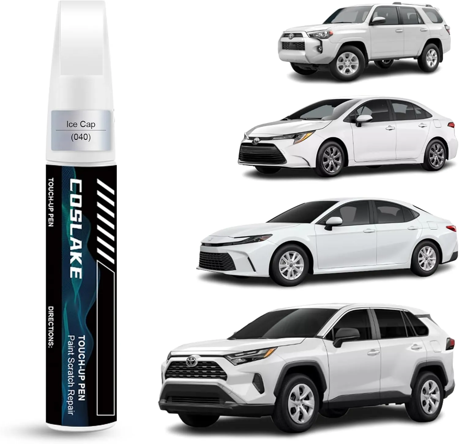 Car Touch Up Paint(Ice Cap/Super White(040(Include 2UE/2MQ))) for Toyota, Car Paint Scratch Repair Kit, Quick & Easy Solution to Repair, 2 in 1 Scratch Remover Pen with Color-Matched