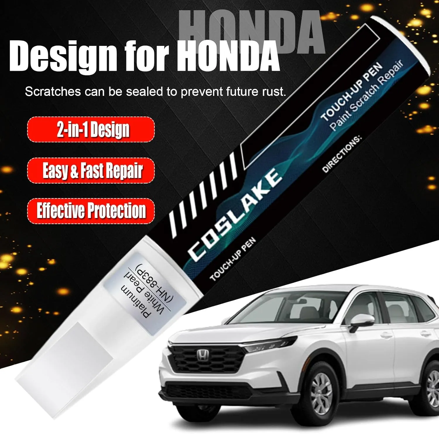 Car Touch Up Paint(Sand Dune Pearl(YR-662P)) for Honda, Car Paint Scratch Repair Kit, Quick & Easy Solution to Repair, 2 in 1 Scratch Remover Pen with Color-Matched