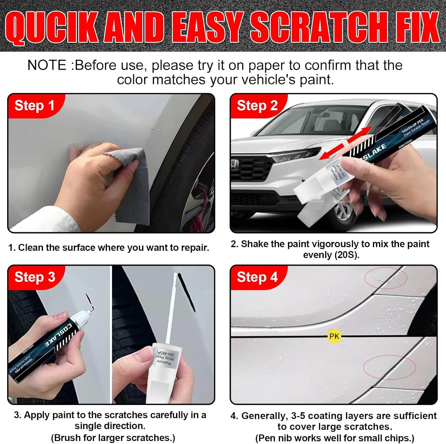Car Touch Up Paint(Sand Dune Pearl(YR-662P)) for Honda, Car Paint Scratch Repair Kit, Quick & Easy Solution to Repair, 2 in 1 Scratch Remover Pen with Color-Matched