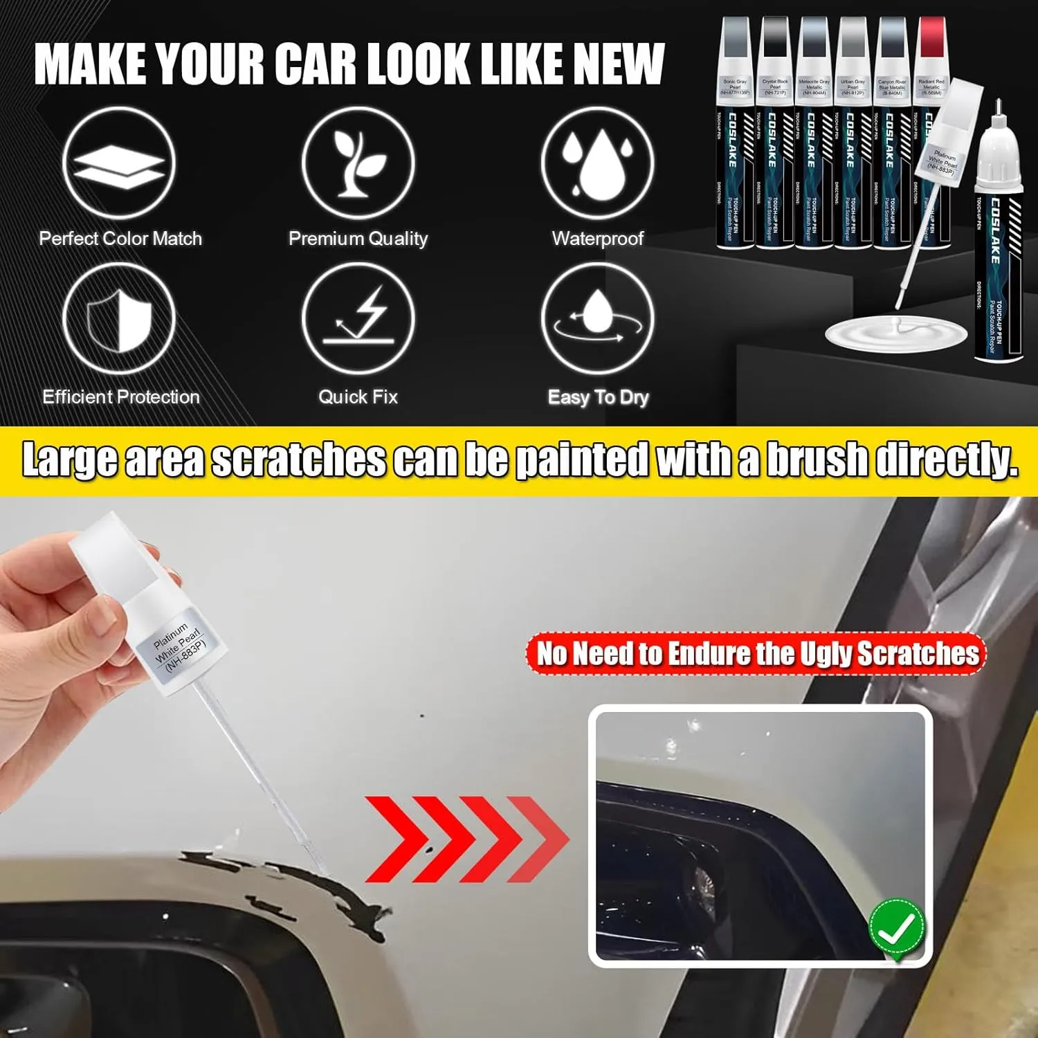 Car Touch Up Paint(Sand Dune Pearl(YR-662P)) for Honda, Car Paint Scratch Repair Kit, Quick & Easy Solution to Repair, 2 in 1 Scratch Remover Pen with Color-Matched