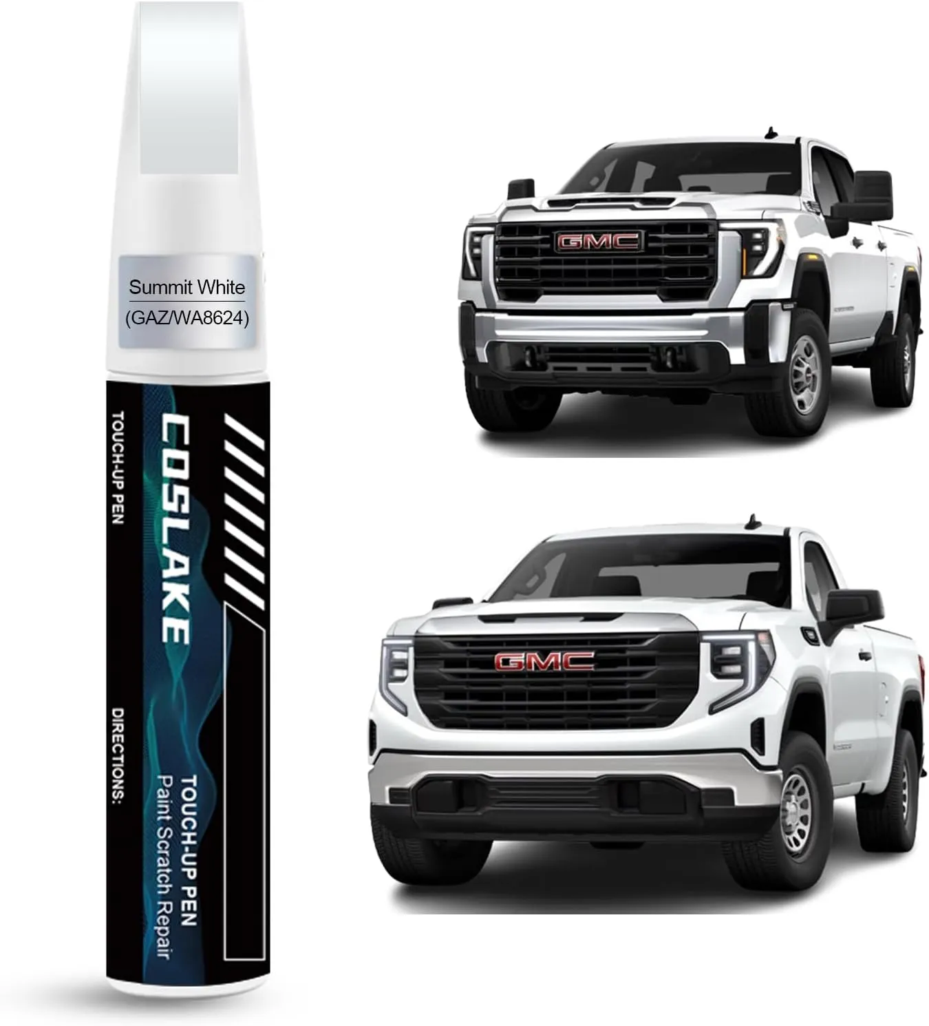Car Touch Up Paint(Summit White/Interstellar White(GAZ/WA8624)) for GMC, Car Paint Scratch Repair Kit, Quick & Easy Solution to Repair, 2 in 1 Scratch Remover Pen with Color-Matched