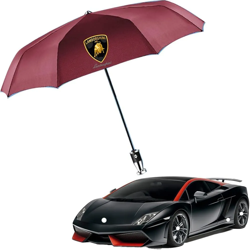 Car Umbrella for Lamborghini Marzal Miura Murcielago Portable Folding Windproof Automatic Fully Travel Durable Styling Auto Parts Accessories,Red Style