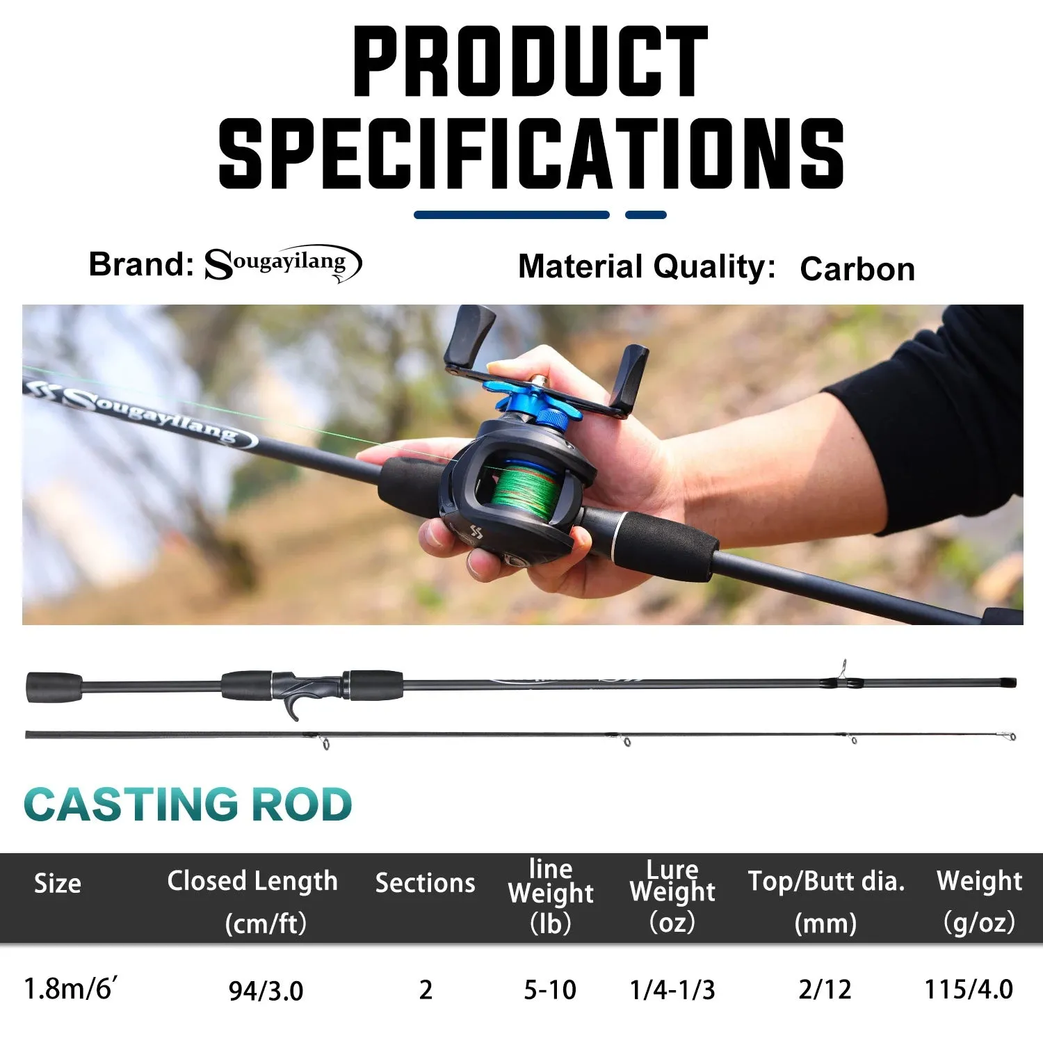Carbon Lightweight Spinning Fishing Rod