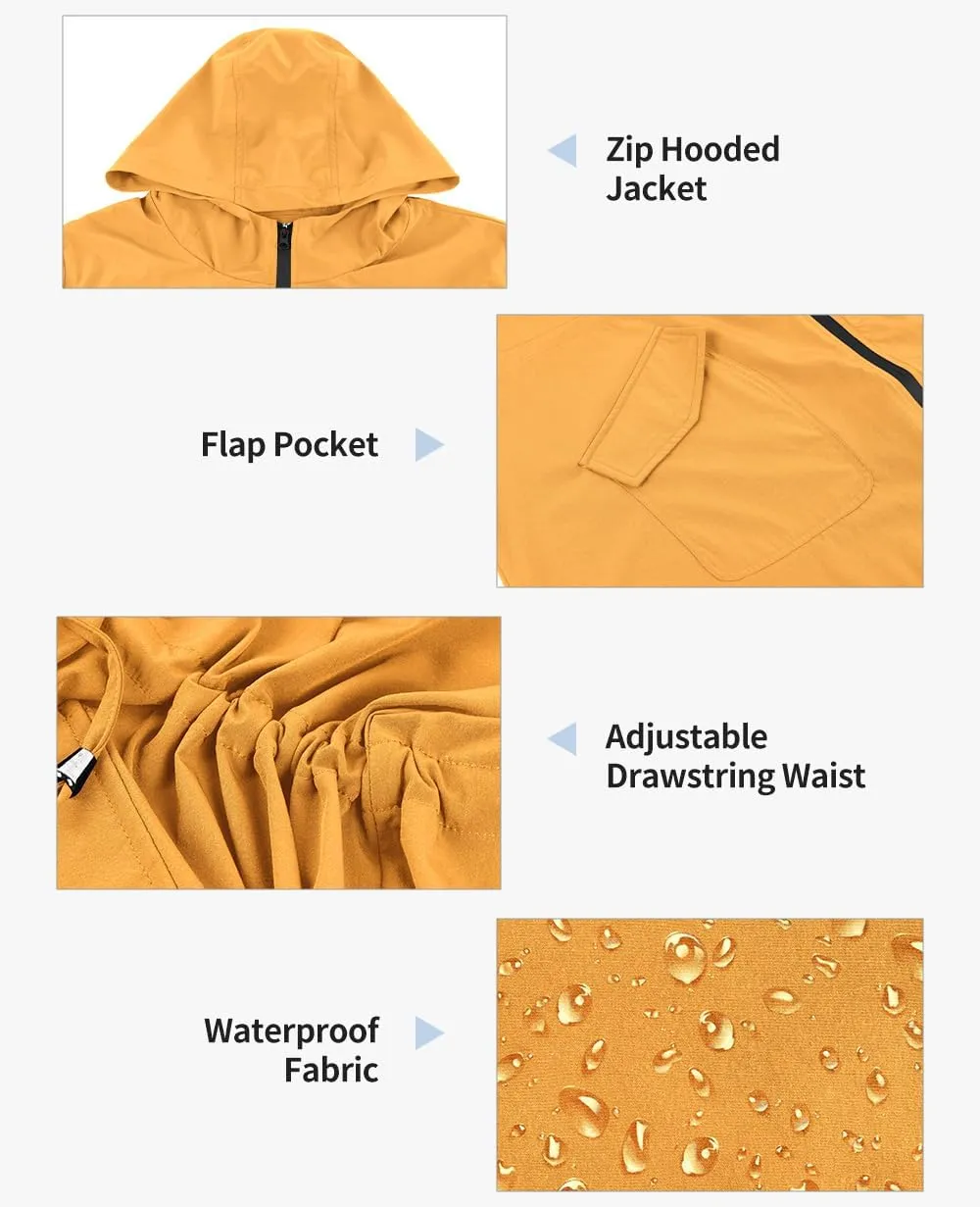 CARCOS Women Plus Size Raincoat Lightweight Waterproof Rain Jacket Travel Hooded Trench Coat XL-5XL
