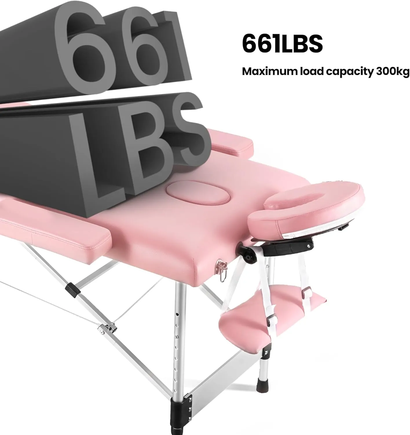 Careboda Massage Table Professional Massge Bed 3 Fold 82 Inches Height Adjustable (Macaron Pink)