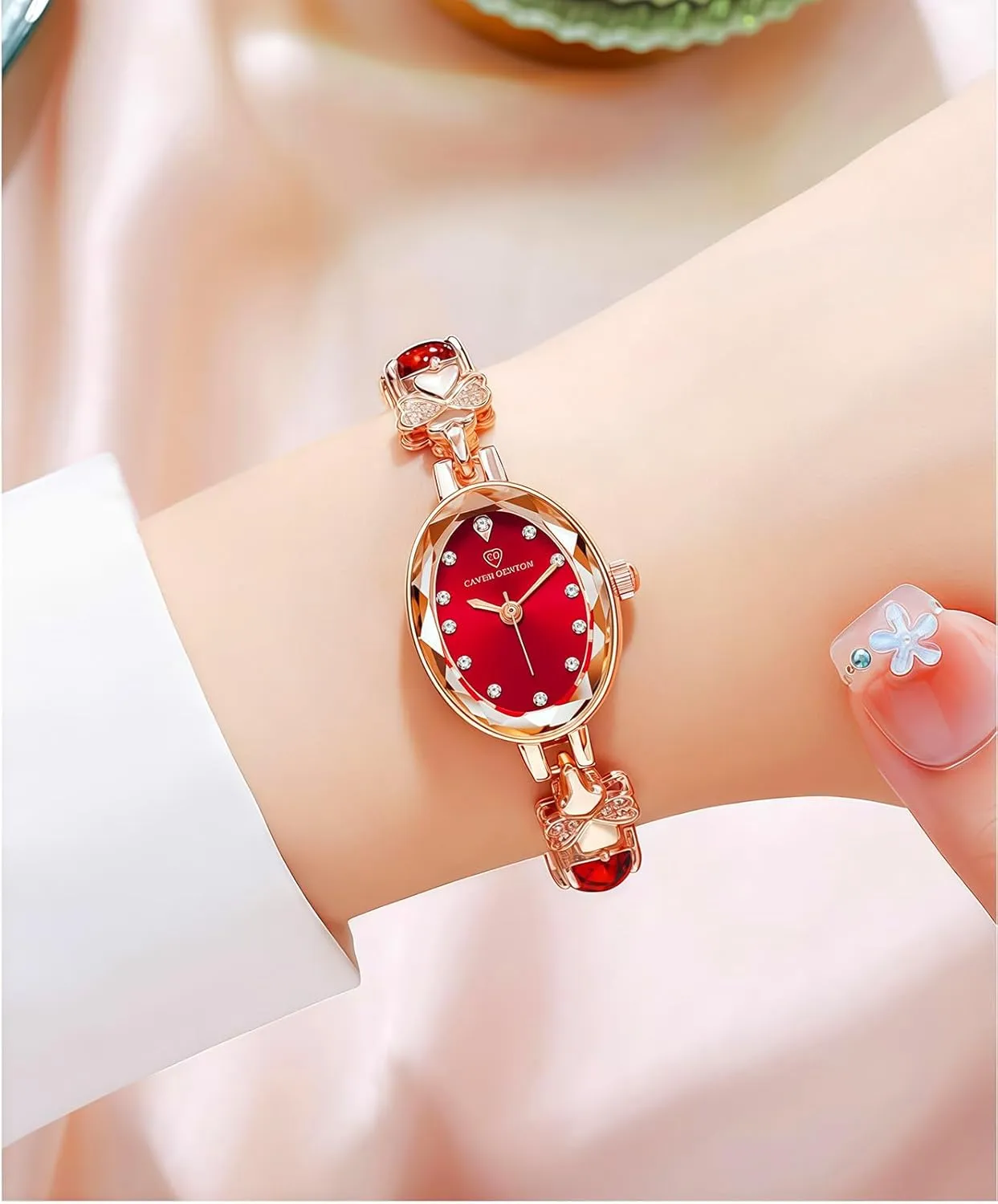 Carlien Women’s Light Luxury Waterproof Watch Simulated Quartz Oval Dial Bracelet Stylish for Everyday Wear Special Events
