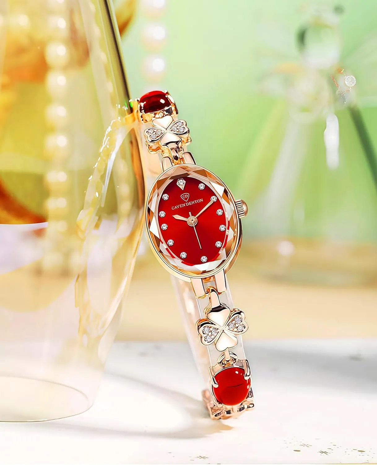 Carlien Women’s Light Luxury Waterproof Watch Simulated Quartz Oval Dial Bracelet Stylish for Everyday Wear Special Events