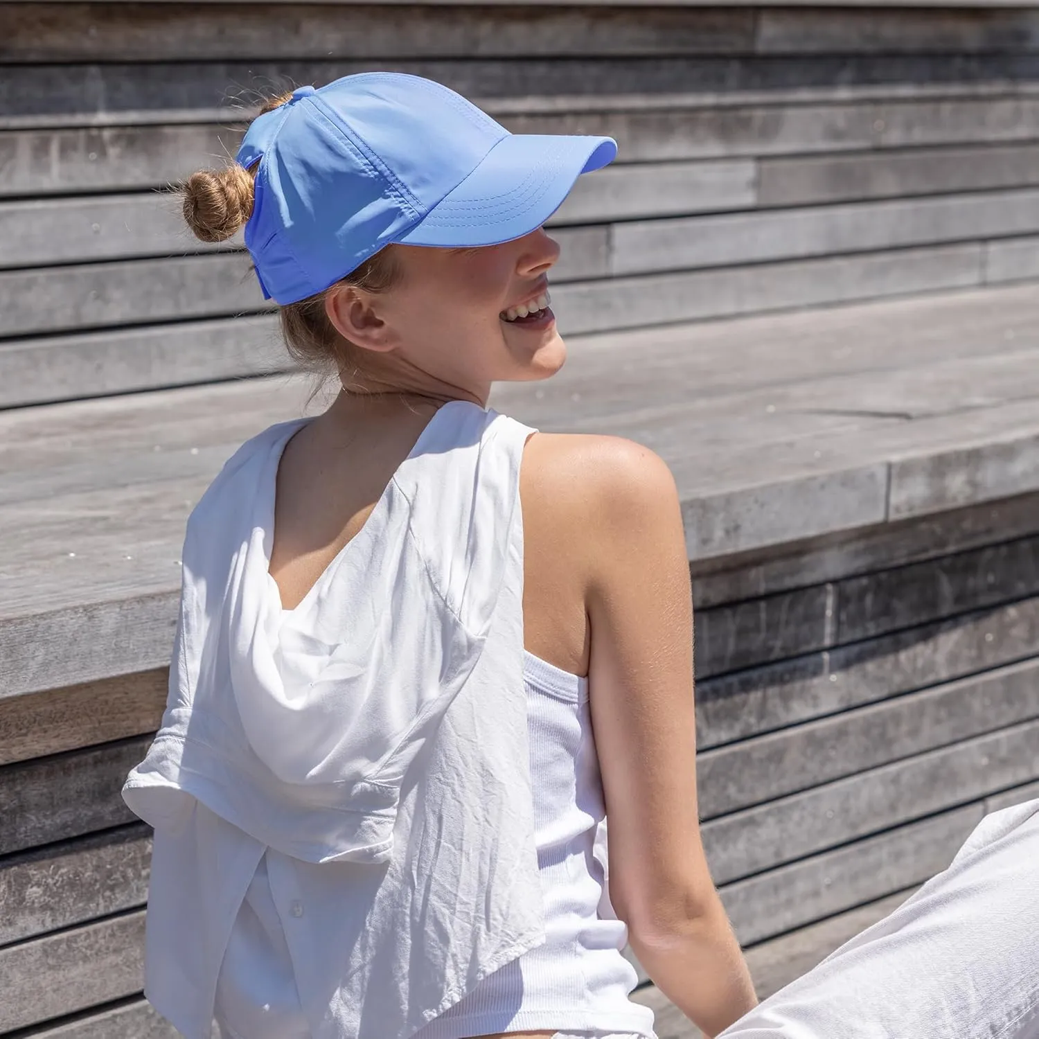 C.C Ponycap Messy High Bun Ponytail Adjustable Trucker Baseball Cap Hat