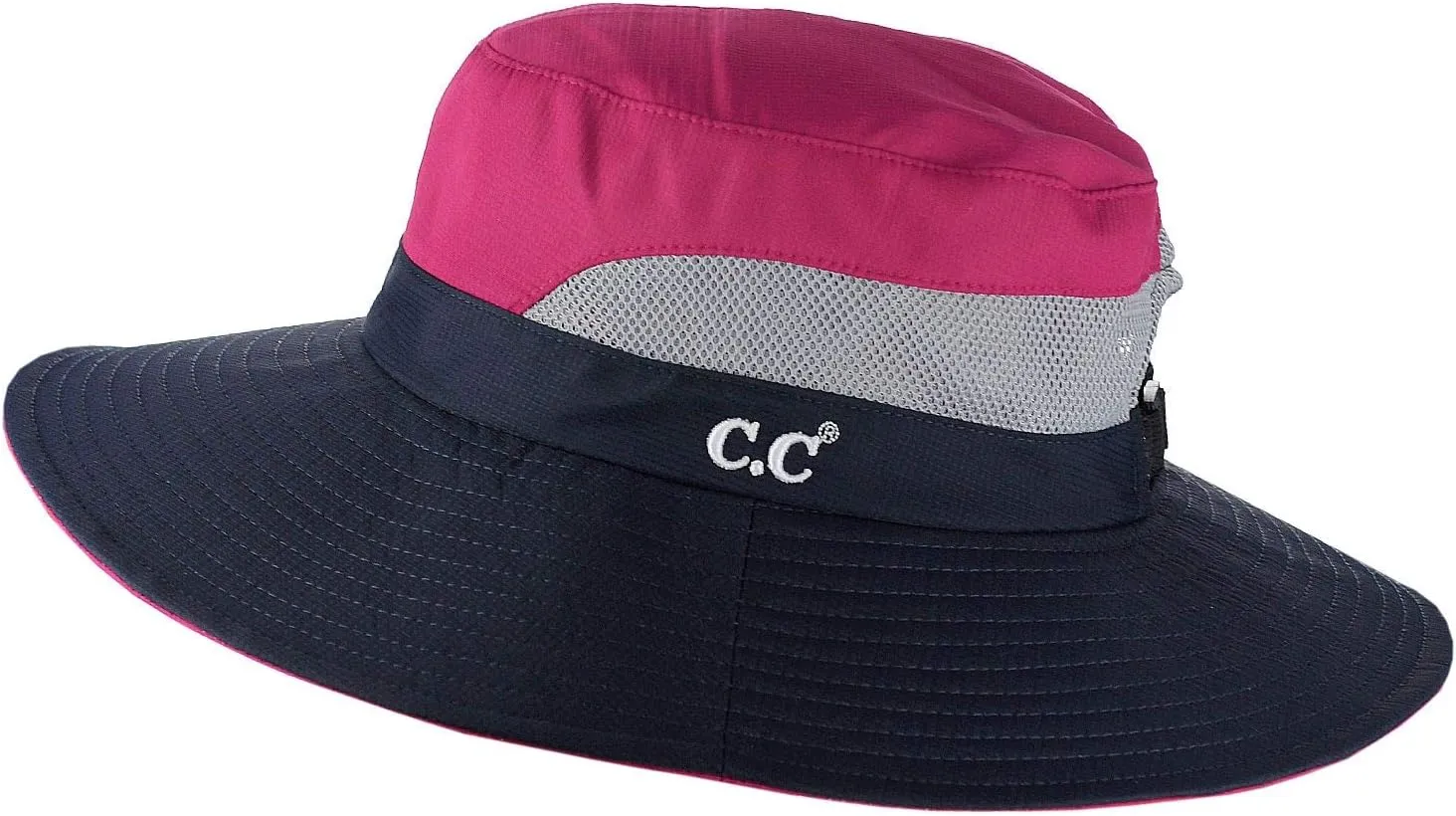 C.C Safari Sun Hat Wide Brim Hat with Ponytail Hole Packable UPF 50  for Hiking Camping